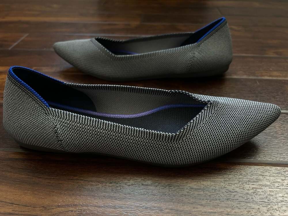 Rothy's The Point Cloud Grey Birdseye Pointed Toe Flat Minimalist Coastal Casual - Picture 4 of 14